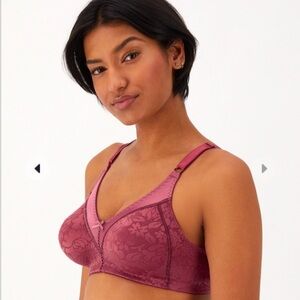 Bali Double Support Lace Wireless Bra Size 40B Lacy Purple‎ Maroon